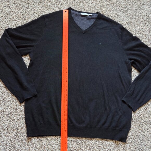 Calvin Klein Men's Italian Merino Wool Sweater Men's XL Black Preppy Luxury - Picture 3 of 6
